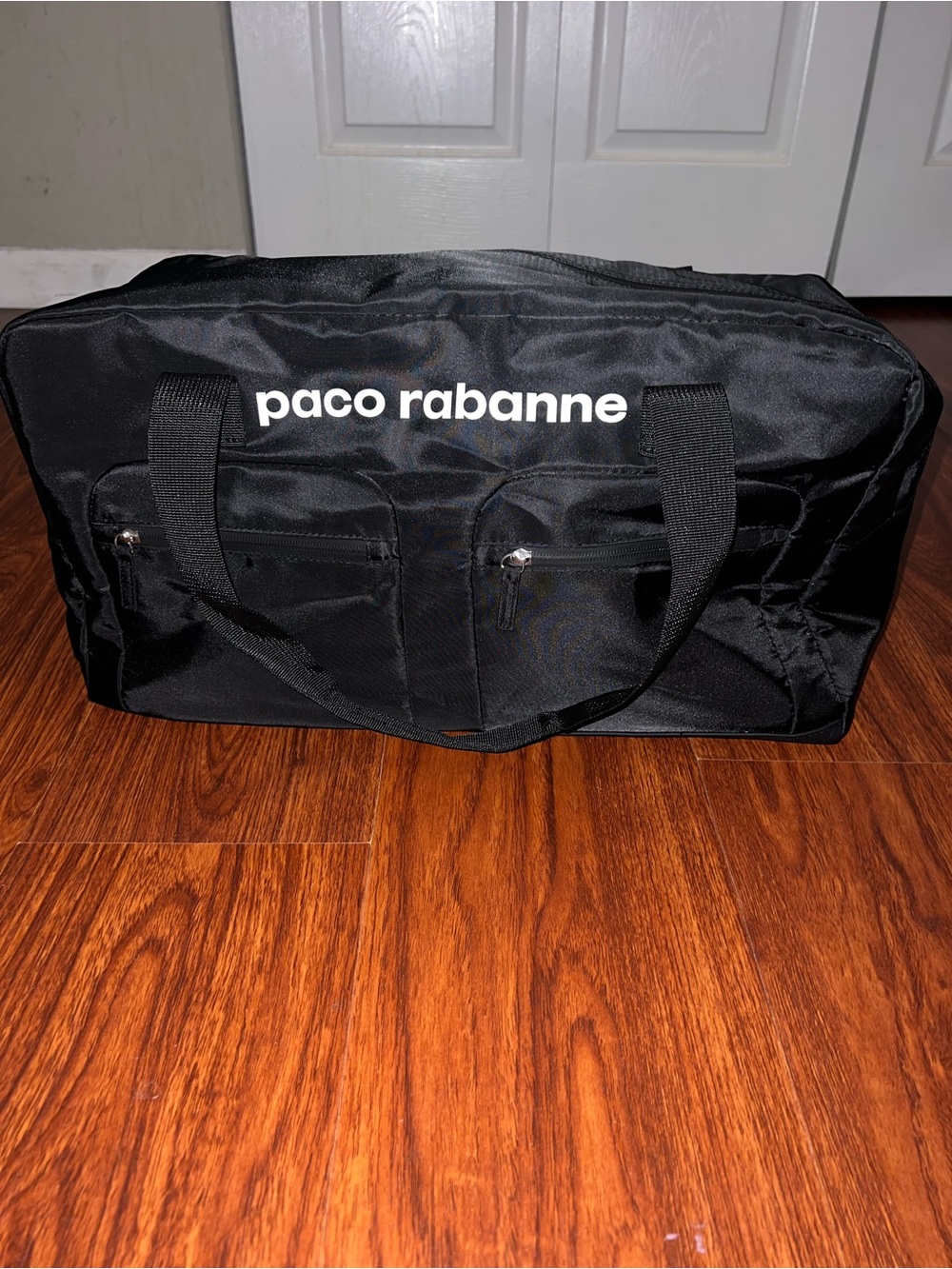 Paco Rabanne Black Nylon Duffel with Front Pockets